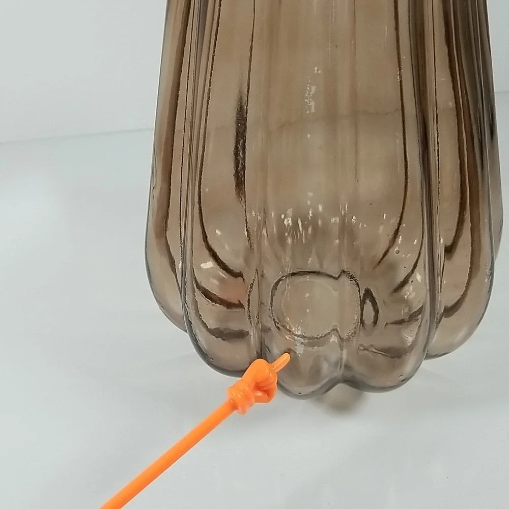 Glass Vase Amber Brown Rustic Farmhouse Decor, Gourd Shape